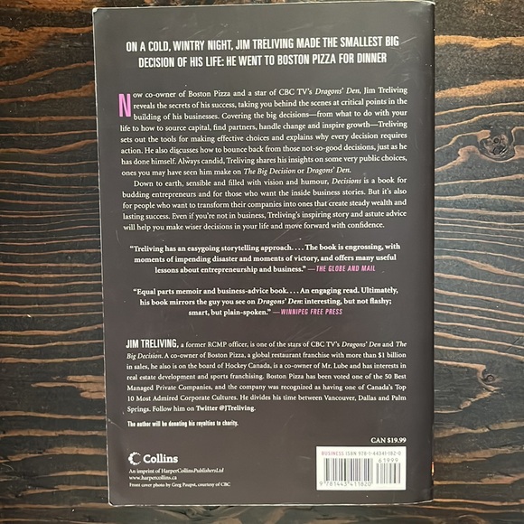 📕4/$20📕 Jim Treliving Decisions paperback book - Picture 2 of 4